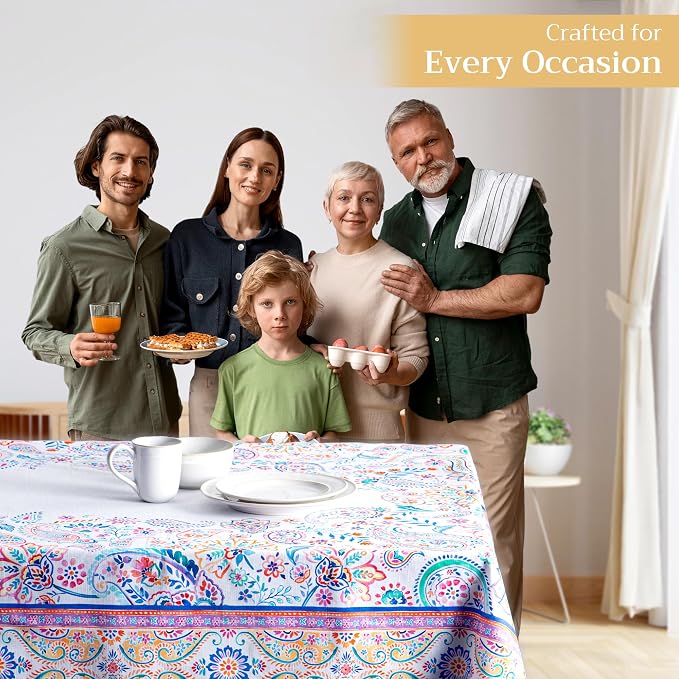 Maison d' Hermine Table Cloth Rectangle Table 100% Cotton 60 x 120 Inches Tablecloth Reusable Decorative for Dining Kitchen Room Farmhouse Party Home Hotel Restaurant Spring Summer - Indian Floral