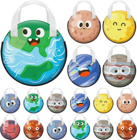Locmeo 24 Pcs Outer Space Party Favor Bags 11 Inch Space Birthday Gift Bag Nonwoven Reusable Tote Bags with Handle for Goodie Snack Treat Outer Spaces Planet Party Supplies Birthday Gift Decoration