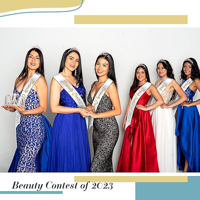 12 Set Crown and Sashes Set Blank Satin Sashes for Pageants Rhinestone Prom Queen Tiara Crown White Blank DIY for Birthday Holiday Wedding Bridal Shower Prom Party Supplies