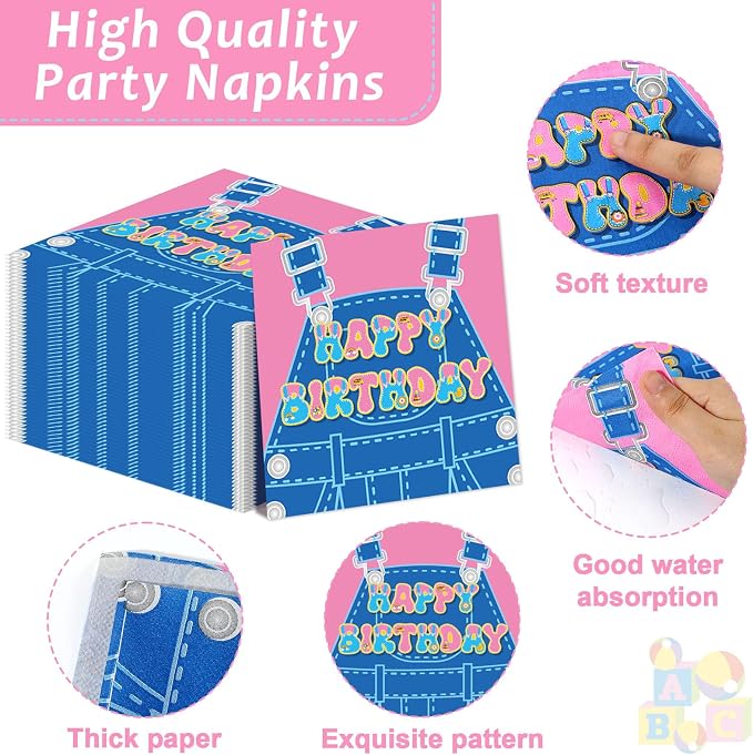 96 Pcs Girls Party Decorations Cartoon Teacher Plates and Napkins Happy Birthday Tableware Set Decor Supplies for Birthday Baby Shower Girl Cartoon Party Favors for 24 Guests