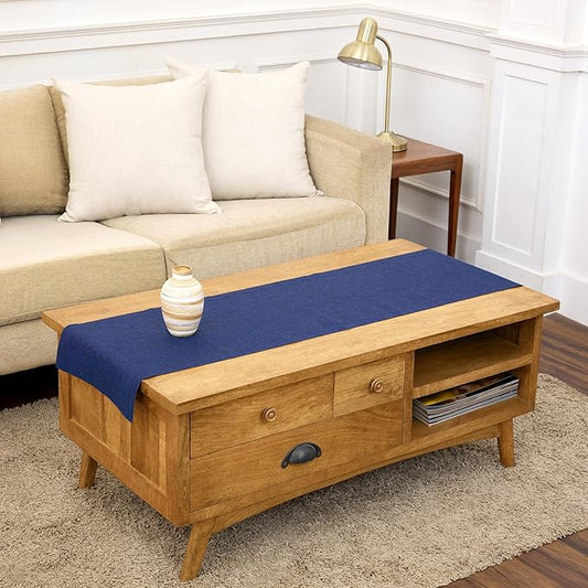 Solino Home Linen Table Runner 48 Inches - 100% Pure Linen Chambray Navy Table Runner 14 x 48 Inch Ideal for Dresser and Coffee Tables - Spring, Summer, Mothers Day, Memorial Day - Athena