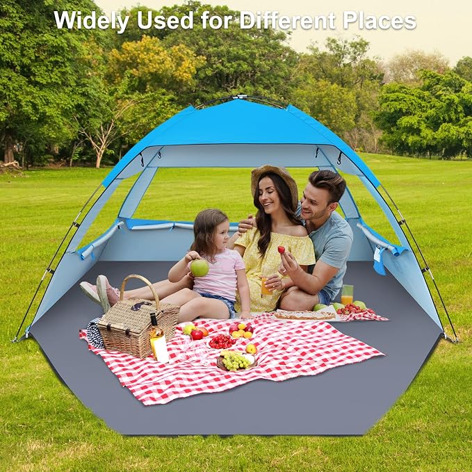 Gorich Beach Tent Sun Shelter for 3/4/6/8/10 Person with UPF 50＋ UV Protection, Lightweight & Easy Setup Beach Shade Canopy, Portable Beach Shade Tent Beach Cabana