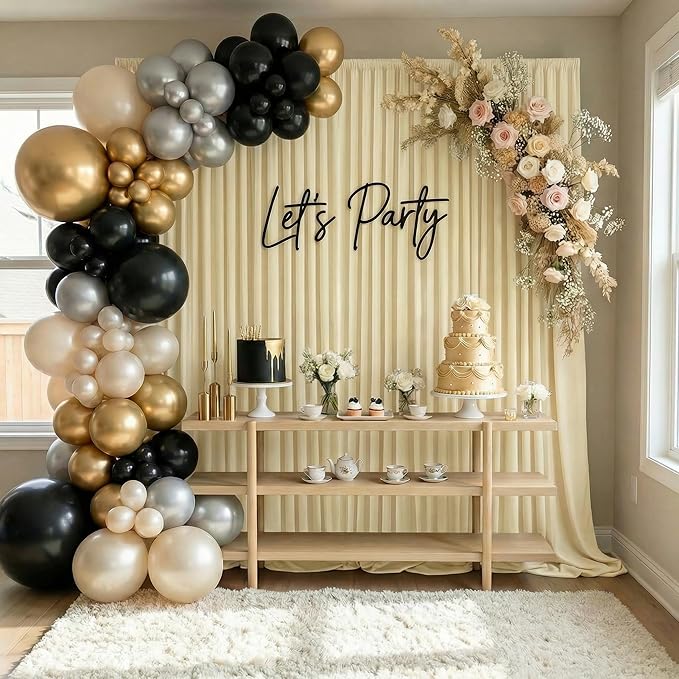 Wokceer Beige Backdrop Curtain for Wedding Parties 10x8FT Wedding Curtains Photo Backdrop Drapes Polyester for Photoshoot Baby Shower Birthday Party Curtains Background 2 Panels 5x8FT