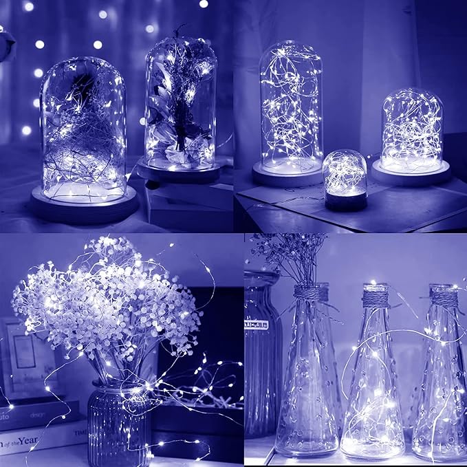 50 LED Fairy Lights with Timer, 6 Pack 8.2Ft 8 Modes Battery Operated Fairy Lights, Mini Led String Lights for DIY Wedding Bedroom Mason Jar Vases Table Party Christmas Decoration (Cool White)