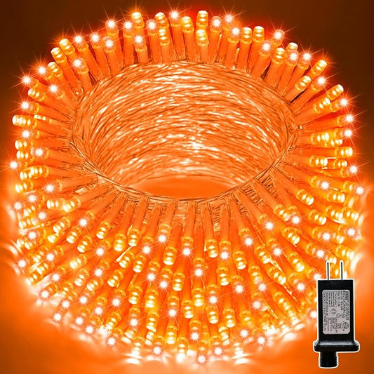 LAMPHOME Orange Thanksgiving Mini Lights, 200LED 66Ft Autumn Fall String Lights,16 Modes Connectable 120V Plug in for Outdoor Indoor Garden Party Halloween Christmas Xmas Tree Light Decor