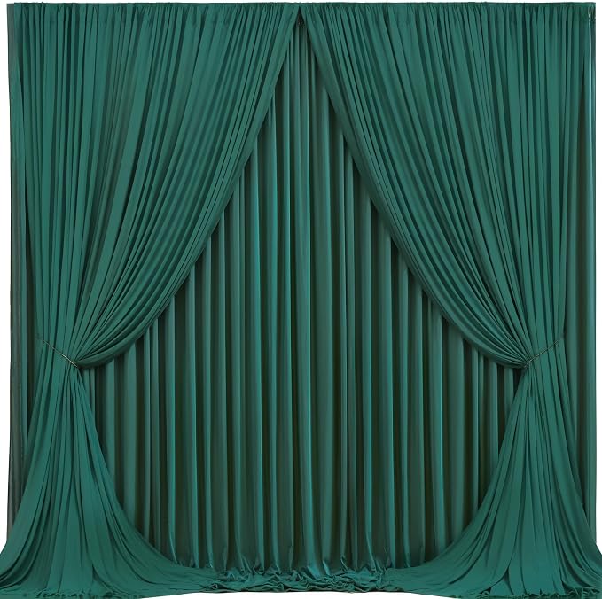 Hunter Green Backdrop Curtain-Wrinkle-Free Polyester Fabric Green Photography Curtains for Wedding Party Photo Background Decorations- 16 X10FT (Hunter Green)