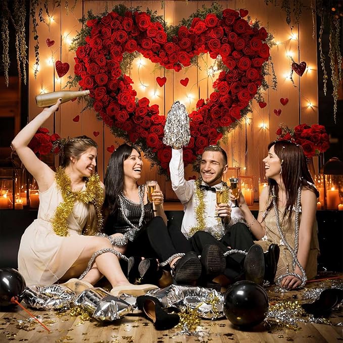 7X5ft Valentine's Day Backdrop Red Love Heart Photography Background, Romantic Wedding Bridal Party Background Decor Proposal Confession Backdrop Banner Portrait Photo Studio Booth Props