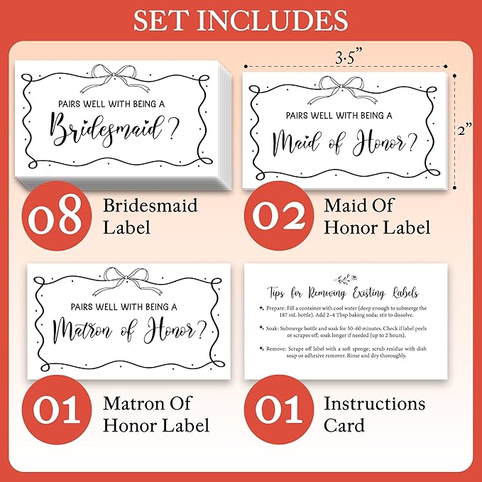 Stofinity 11 Will You Be My Bridesmaid Stickers Mini Champagne Labels - 8 Pairs Well with Being A Bridesmaid Proposal Ideas, Maid of Honor and Matron of Honor Proposal Bottle Label