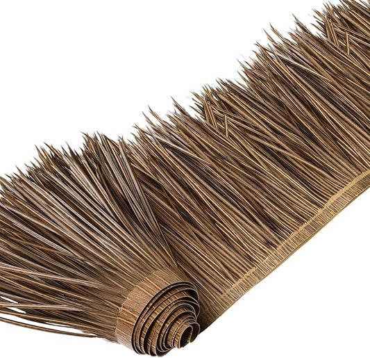 Mexican Tiki Hut Grass Skirting Roof Tiki Bar Grass Duck Blind for Thatch Roofing Bar Decorations Roll Palm Palapa Straw Thatch Roof for Fence Party(Dark Brown,157 x 15 Inch)