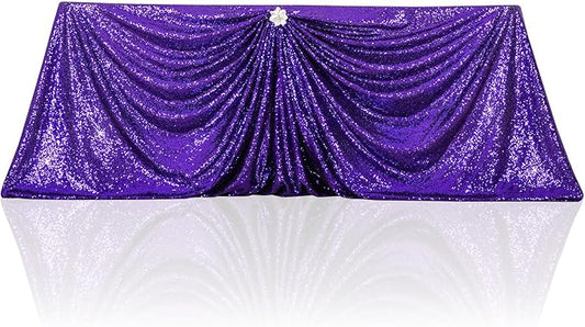 PartyDelight Purple Sequin Tablecloth 90"x132" Table Cloth for Wedding Dinning Table Rectangular