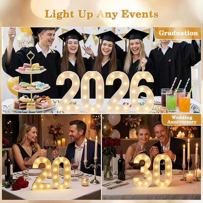 12.6 Inch LED Marquee Light Up Numbers 70, 70th Birthday Number Lights as Gifts for Women Men, Lighted Marquee Numbers for Anniversary Party Night Light Table Decorations