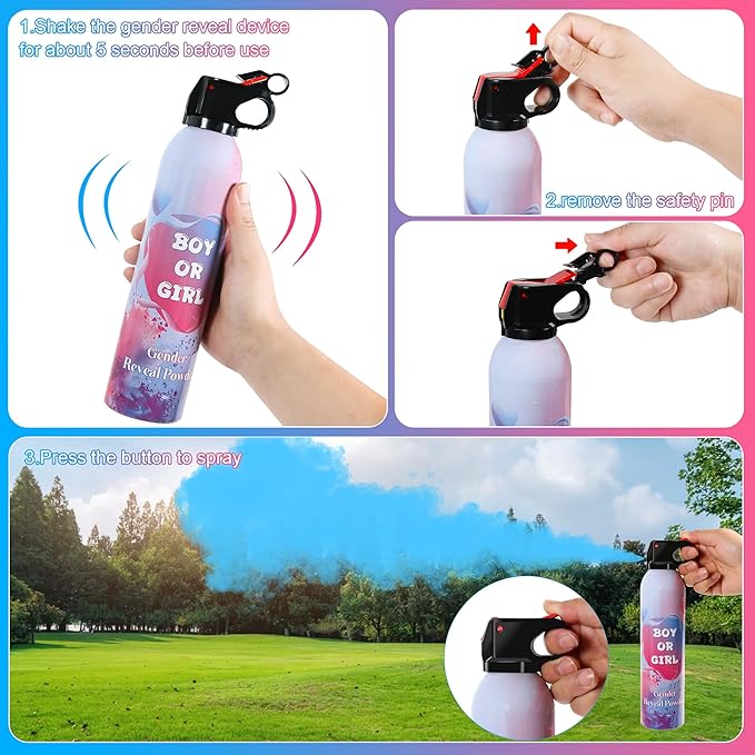 4 Pack Blue Gender Reveal Smoke Bombs, Fun Party Supplies for Baby Boy Shower Gender Reveal Spray Celebration, Decorations, Ideas