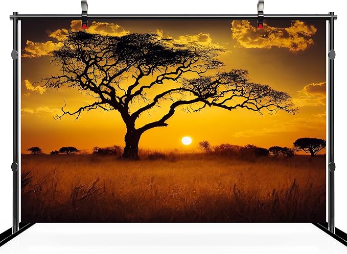 9ftx6ft Africa Savannah Landscape Backdrop Africa Travel Huge Tree Sunset Scenery Background African Hiking Camp Birthday Party Decorations Portrait Photo Booth Studio Props