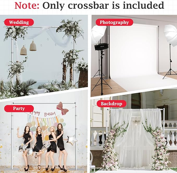 EMART 3ft-7ft Pipe and Drape Adjustable Crossbar for Backdrop Stand, Background & Curtain and Wedding Decor