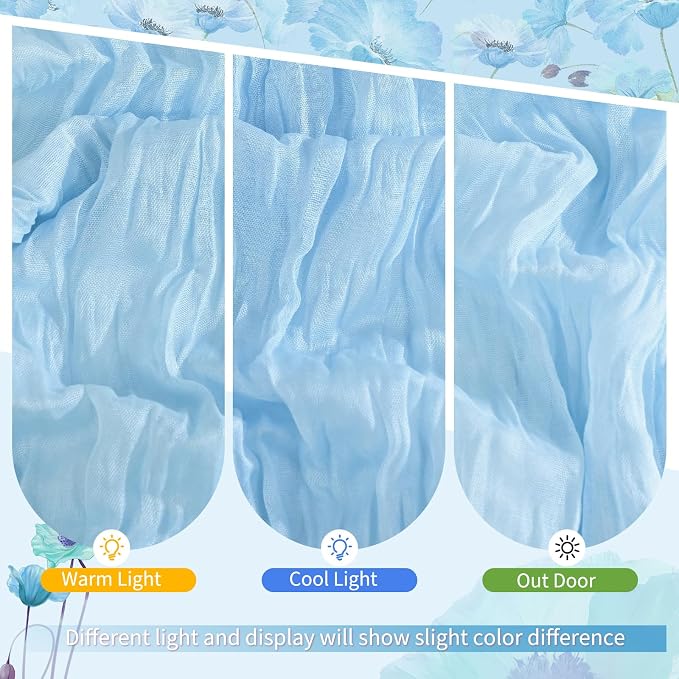 30 Pack Baby Blue Cheesecloth Table Runner 17 x 108 inch Boho Gauze Table Runner Rustic Sheer Cheese Cloth Table Decorations for Wedding Party Baby Bridal Shower Birthday Holiday Home