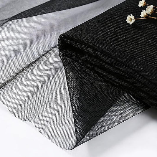 Black Tulle Fabric 108" x 25 Yards for Wedding Pew Bows Garden Netting Plant Cover Gift Wrapping Ceiling Draping Baby Shower Birthday Party Reception DIY Craft Supplies