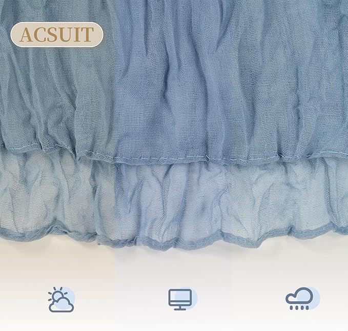 6 Pack Dusty Blue Cheesecloth Table Runner 20 x 120 inch Gauze Table Runners 10 FT Long,Semi Sheer Boho Cheese Cloth Fabric Table Runner Bulk for Wedding,Party,Baby Shower,Bridal Shower Decoration