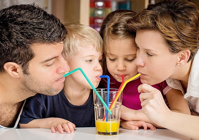 Plasticless 100 PCS Disposable Drinking Straws, Eco Friendly Straws Drinking Plastic Free Colorful Flexible Bendable Corn-based Organic Compostable Biodegradable Straws for Party Travel 8.2" Long