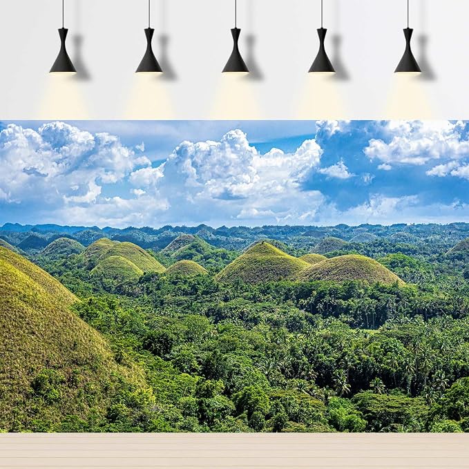 Chocolate Hills Photography Background Philippines Nature Landscape Backdrop Bohol Island Green Forest Mountain Backdrop Decors Philippines Travel Hiking Camp Birthday Wedding Portrait Props 15x10ft