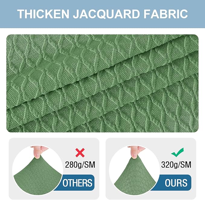 Smiry Stretch Jacquard Seat Covers for Dining Room Chairs Set of 4, Removable Washable Chair Seat Protector Slipcovers, No Rear Covers, Green