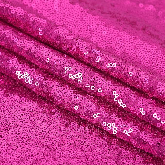 B-COOL Rectangle Fuchsia Sequin Tablecloth Glitter Tablecloth Wedding Party Sequence Table Cloth for Christmas 60x102-Inch
