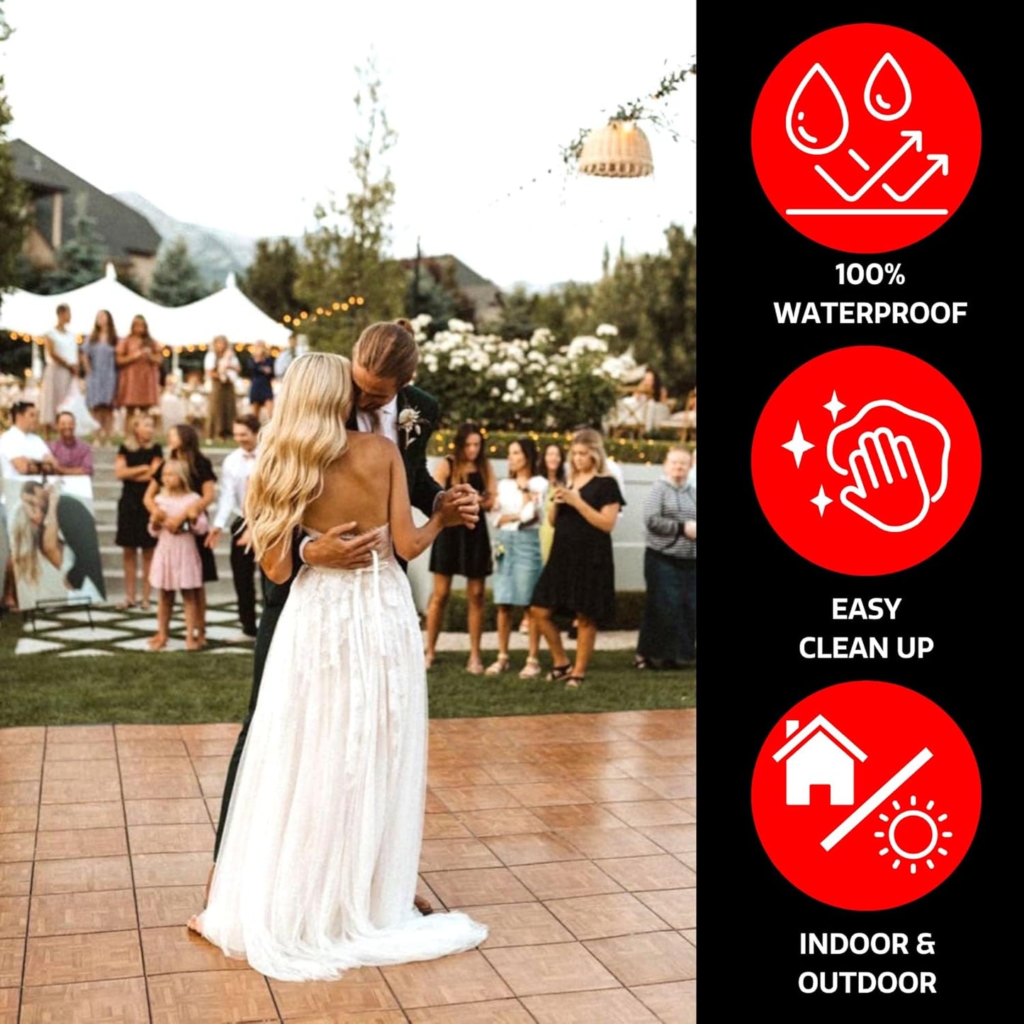 Big Floors 5X5MAPLEFLOOR Interlocking Lightweight Plastic Modular Dance Floor Kit (5' x 5'), Maple, 45 Piece