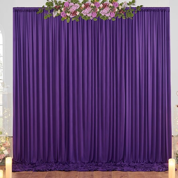 10x8 ft Wrinkle Free Purple Backdrop Curtains for Parties, Tihck Fabric Backdrop Drapes for Mermaid Birthday Wedding Photography Background Baby Shower Home Decor