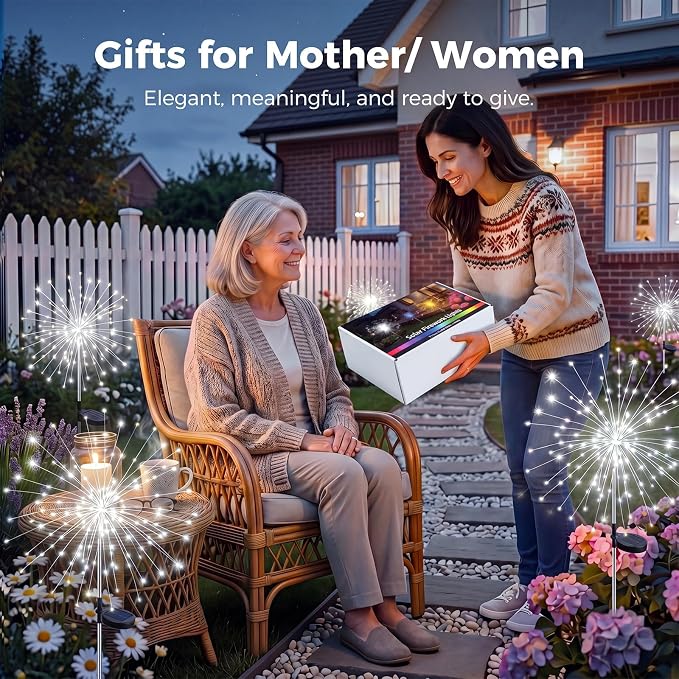 btfarm 2 Pack 120 LED Solar Garden Lights Outdoor, 8 Modes Firework Lights Solar Powered, Waterproof Twinkle Fairy Light Outside for Yard Patio Pathway Pool Christmas Party Decorative, Cool White