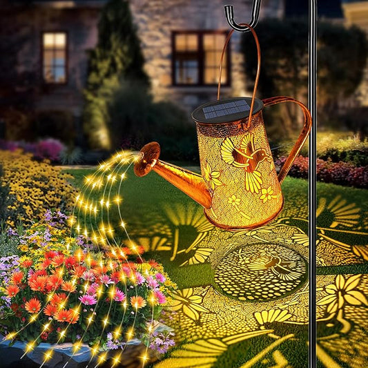 Solar Watering Can Lights, Hummingbird Gifts for Mothers Day Women Mom Grandma Birthday, Waterproof Outdoor Garden Decor Large Hanging Solar Lanterns Garden Lights for Porch Yard Flowerbed Pathway