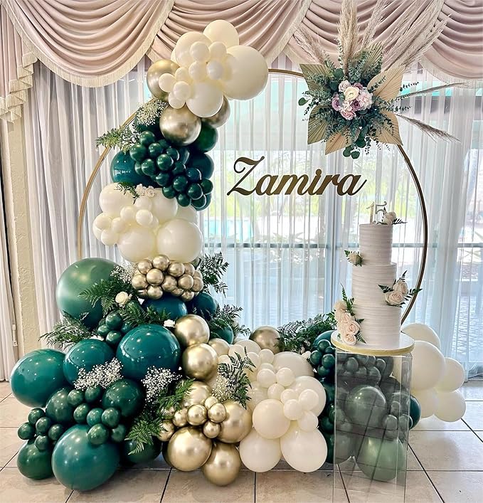 Emerald Green Double Stuffed balloons Different Size 115Pcs 5/10/12/18 Inch Dark Green Balloons Balloon Garland Arch kit for Birthday Baby Shower Jungle Safari Christmas Party