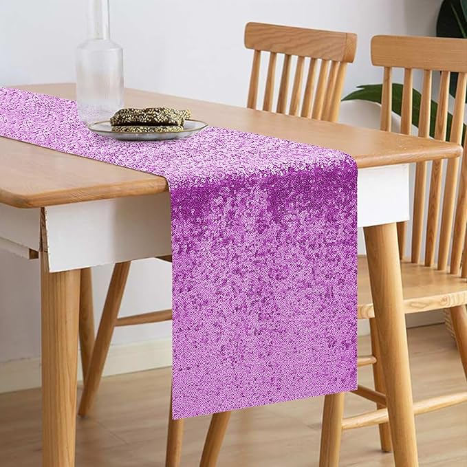 10 Packs 12 x 72 inches Lavender Sequin Table Runner, Glitter Runner for Birthday Party Supplies Wedding Holiday Celebration Baby Shower Engagement Anniversary Decor