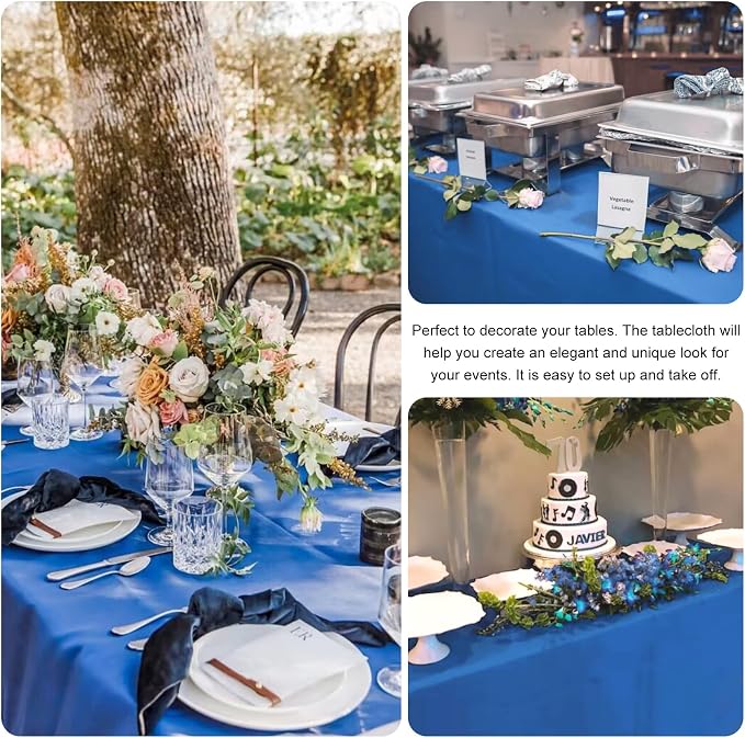 4 Pack Rectangle Tablecloth 90x132Inch Blue Rectangle Tables Washable Polyester Table Cover for Wedding Dining Table Buffet Parties Banquet Decoration（Blue）