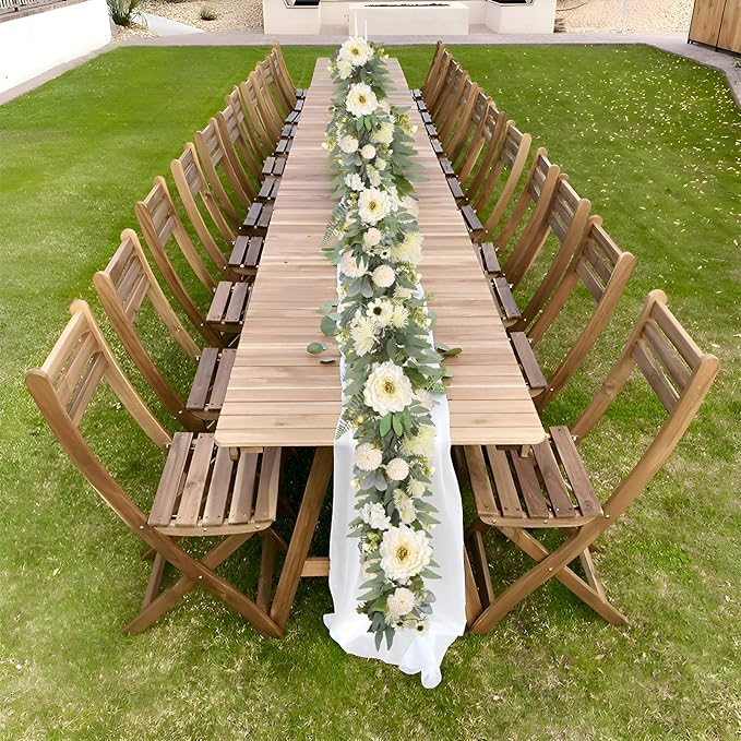 Spring Garland 6FT Hydrangea Flower Garland Faux Greenery Leaf Vine Garlands for Decoration for Spring Indoor Outdoor Garden Farmhouse Porch Wall Wedding Room Home Decor (White)