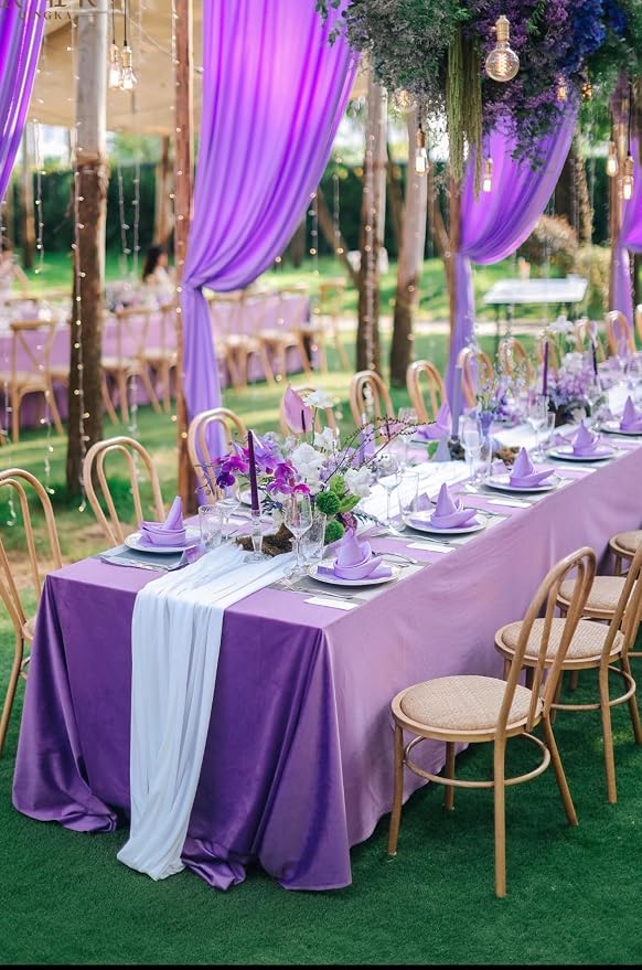 10 Pack Purple Tablecloth 60x102 inch Polyester Fabric Tablecloths for 6 Foot Rectangle Tables Wrinkle Resistant Linen Tablecloth Washable Table Covers for Party Wedding Events and Camping