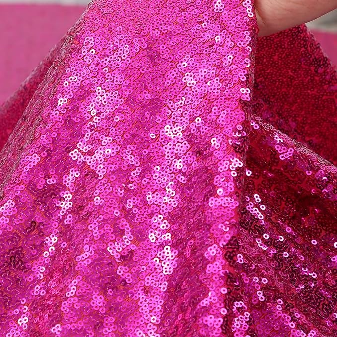 Poise3EHome Hot Pink Sequin Tablecloth 90×156 Inch Rectangle Sparkly Fabric Table Cloth for Baby Shower Birthday Party Wedding Christmas Holiday Decoration