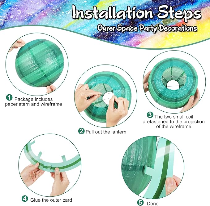 Space Planet Paper Lanterns 8PCS Solar System Hanging Decor Out of This World Outer Space Party Decorations for Kids Astronaut Theme Party Supplies Galaxy Earth Home Birthday Decorations