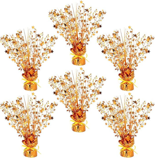 Crowye 6 Pcs Metallic Foil Spray Centerpiece Party Star Decoration Table Decor for Birthday Wedding Bachelorette Summer Party Holiday(Orange,Small Star)