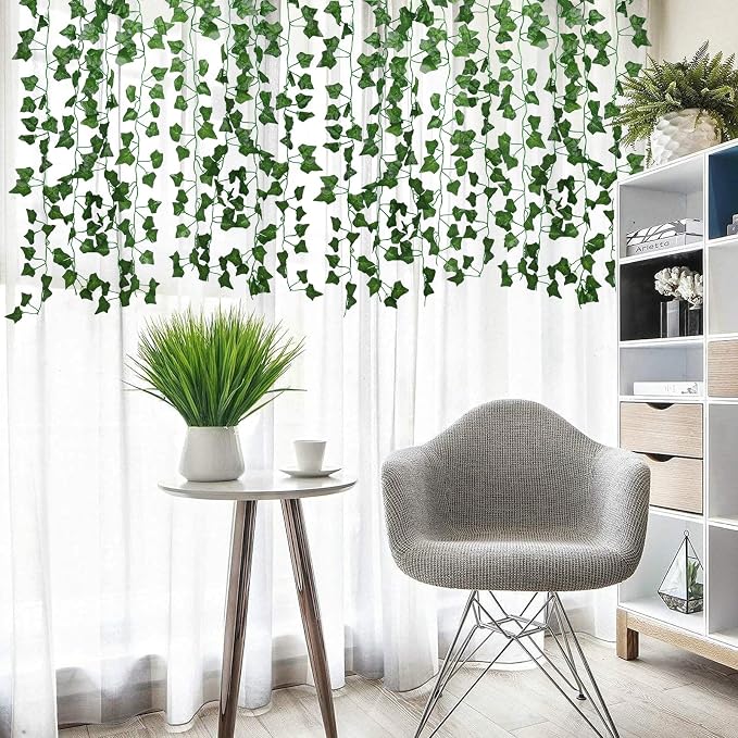 RECUTMS 258 FT Fake Vines Greenery Leaf Garland Ivy Vine Foliage Flowers Hanging for Wedding Party Garden Home Kitchen Office Aesthetic Wall Bedroom Living Room Wedding Party Patio Decor(36 Pack)