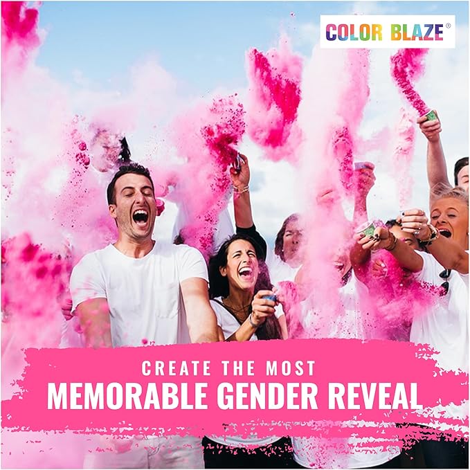 Color Blaze Pink Baby Gender Reveal Powder - 2 Pounds of Pink Colored Powder for Girl - For Motorcycle Burnout, Toss, Photoshoot, Party & Festival - Combo Pack of 2 Bags with 1 Pound - Pink