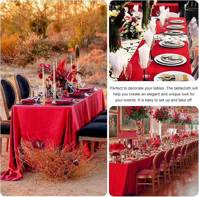 4 Pack Rectangle Tablecloth 60x126 Inch Red Washable Polyester Table Cover for Wedding Dining Table Buffet Parties Banquet Decoration（Red）