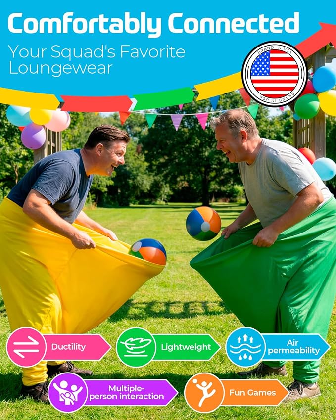 Granny Pants Yard Game Set Fun Outdoor Tossing & Catching Game with Bouncy Balls and Hula Hoop Pants for Backyard BBQ, Family Reunion and Party