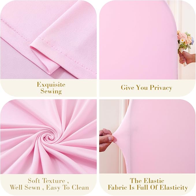 Pale Pink Photo Arch Backdrop Cover Set of 2 for Party Spandex 7.2 and 6ft Arch Covers Stretchy Backdrop Baby Shower Arch Stand Covers for Girls Birthday Wedding Bridal Shower Banquet Background