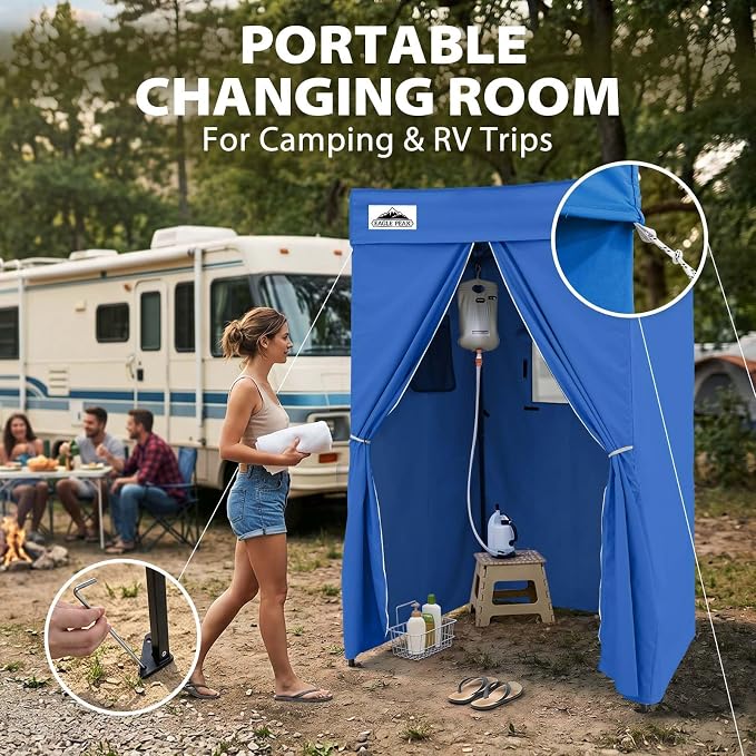 EAGLE PEAK 4x4 Pop Up Changing Tent, Flat Top Changing Room, Blue | Portable, Privacy Tent, Pool Cabana, Dressing Room, Shower & Toilet Use, Opaque Fabric, Instant Setup, Photoshoots, Camping