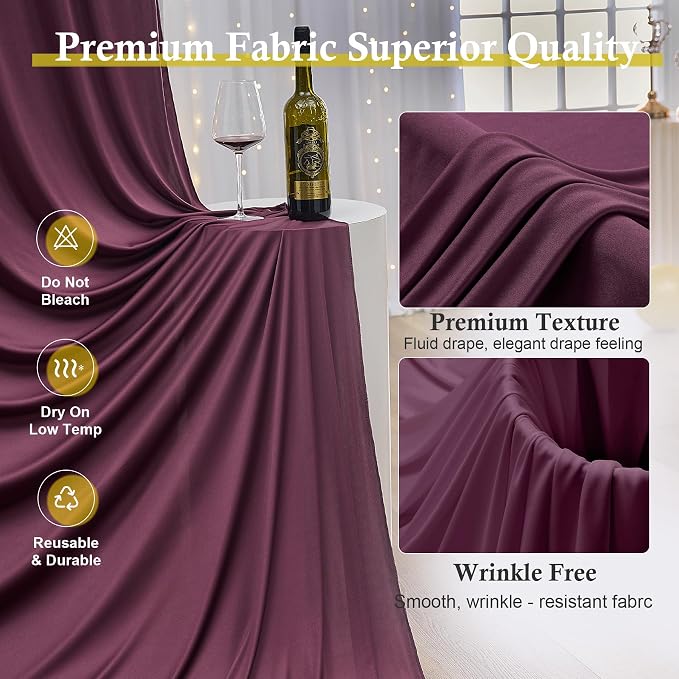 50ft x 12ft Burgundy Backdrop Curtains for Parties, Wrinkle Free 10 Panels Photo Backdrop Drapes Back Drop Cloth for Wedding Birthday Photography Background Decor