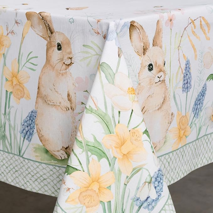 Maison d' Hermine Table Cloth Rectangle Table 100% Cotton 70 x 140 Inches Tablecloth Reusable Decorative for Dining Kitchen Room Farmhouse Party Home Hotel Restaurant Spring Summer - Easter Dew