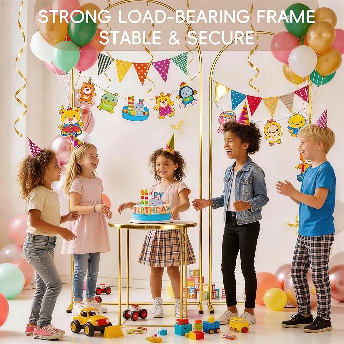 Toolterritary Metal Arch Backdrop Stand Set of 2, 7.2FT+ 6FT Balloon Arch Stand, Gold Wedding Arch Frame with Stable Base, Arch Backdrop for Party Birthday Baby Shower Graduation Decor