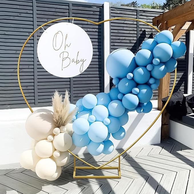 Metal Balloon Arch Kit, Love Balloon Column Arch Frame, Wedding Heart Arch Stand – Supplies for Wedding, Bridal, Valentine's Day, Engagement and Birthday Party(White) (6.7 FT Gold Heart Shape)