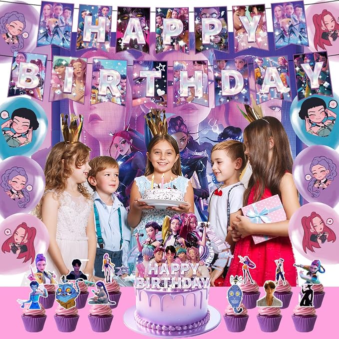 Happy birthday banner supplies decoration letter balloons pink girl's school classroom decoration, fan meeting, birthday party, etc (Style 1)
