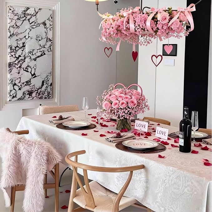 Jacquard Tablecloth, French Waterproof Washable Table Cloth, Luxurious Soft Table Cover for Dining Party Wedding Baby Shower Kitchen (Rectangle/Oblong, 120''x60'', Milky White)