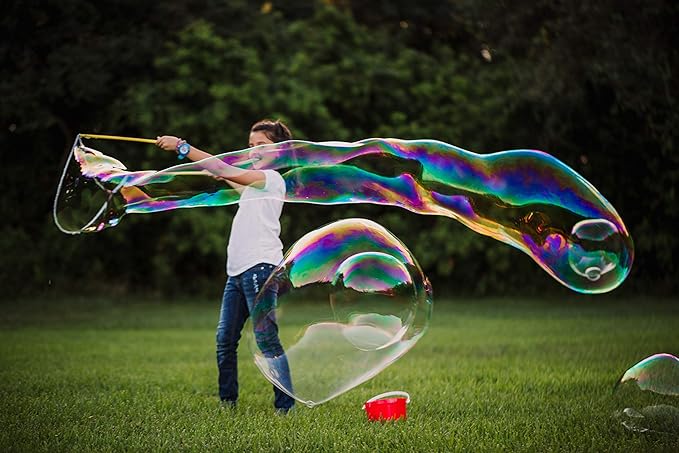 4 Big Bubble Wands & WOWMAZING Giant Bubble Powder Mix-6 Packets Makes 6 GALLONS | Turns Dish Detergent into Big Bubbles | Non Toxic Safe & Natural | Birthdays, Outdoor Family Fun for Girls & Boys